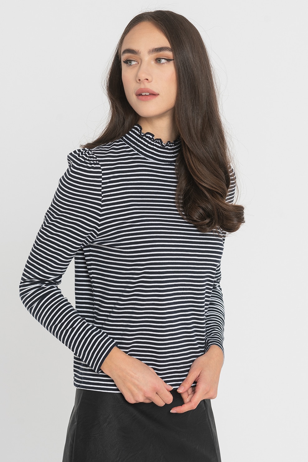 Haily's, Bluza de bumbac Nola, bleumarin inchis, alb