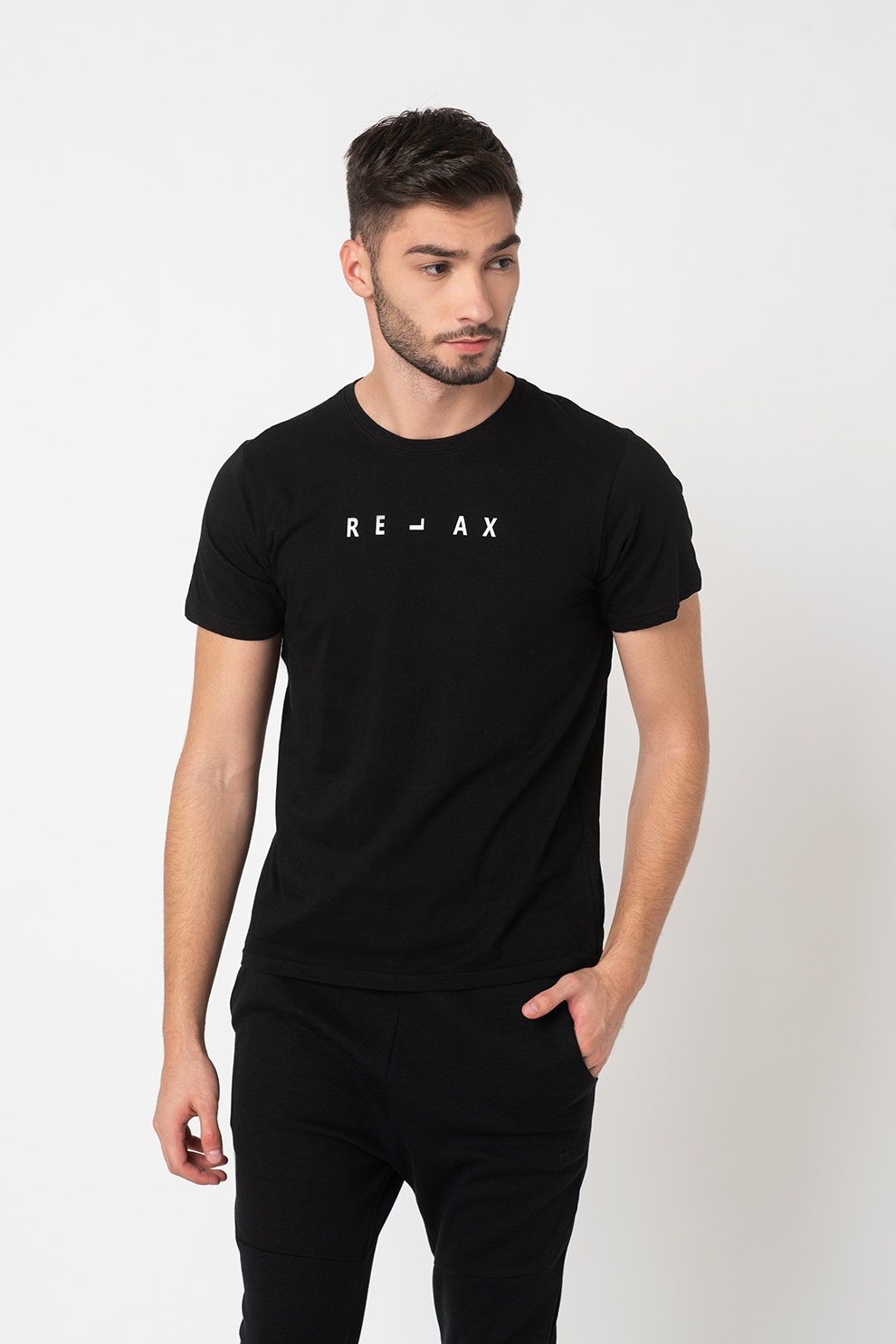 Haily's, Tricou de bumbac cu imprimeu text Relax, Negru/Alb