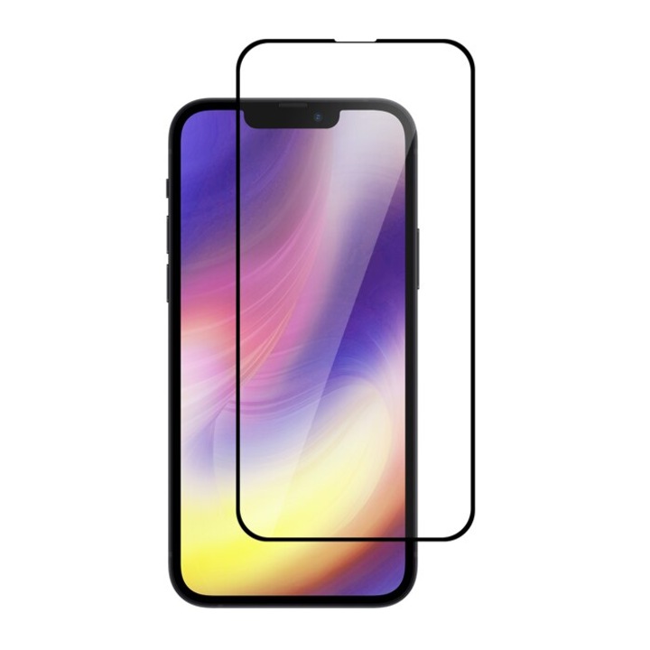 Стъклен Протектор за Apple iPhone 13 Pro, Цялостно Покритие, Цялостно залепване, Черен