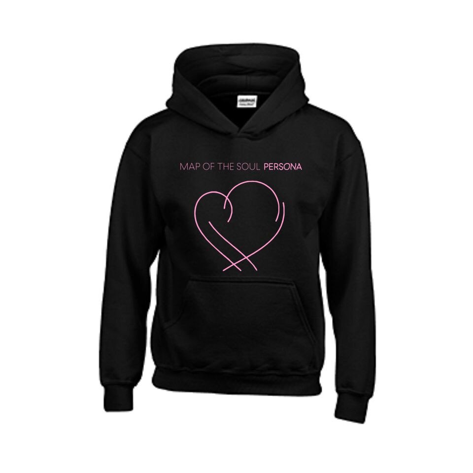 Hanorac copii BTS Heart, Gildan, Negru