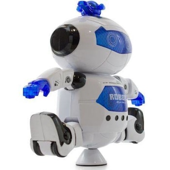 Robotel interactiv cu lumini, muzica si rotire 360 pentru copii, 19 x 25 x 10 cm Robotel interactiv cu lumini, muzica si rotire 360 pentru copii, 19 x 25 x 10 cm