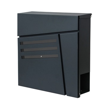 Cutie scrisori iMK®, otel galvanizat antracit rezistent la conditiile meteo, ferestre de vizitare si suport de ziar, negru, 37 x 37 x 10 cm Cutie scrisori iMK®, otel galvanizat antracit rezistent la conditiile meteo, ferestre de vizitare si suport de ziar, negru, 37 x 37 x 10 cm