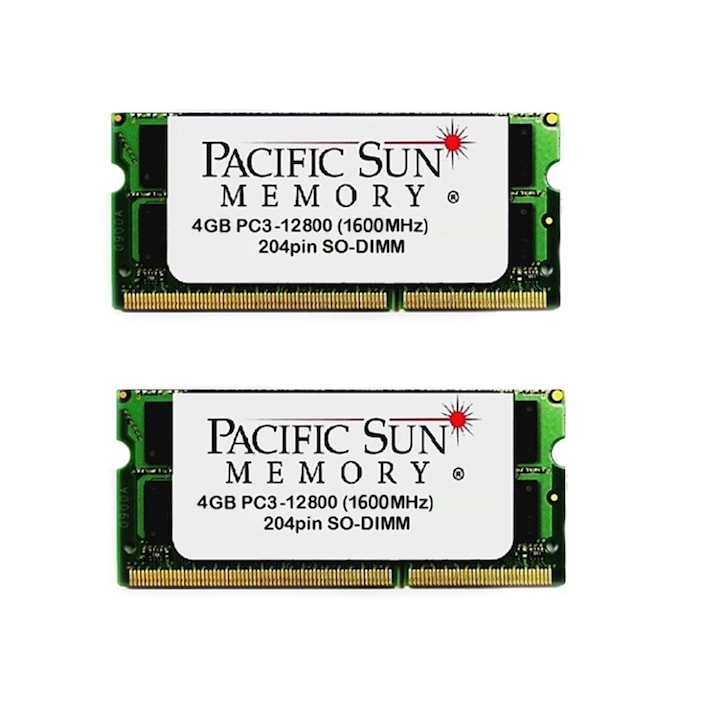 RAM memória készlet 8 GB (2x4 GB) sodimm ddr3, 1600 Mhz, Pacific Sun, kétcsatornás, laptophoz