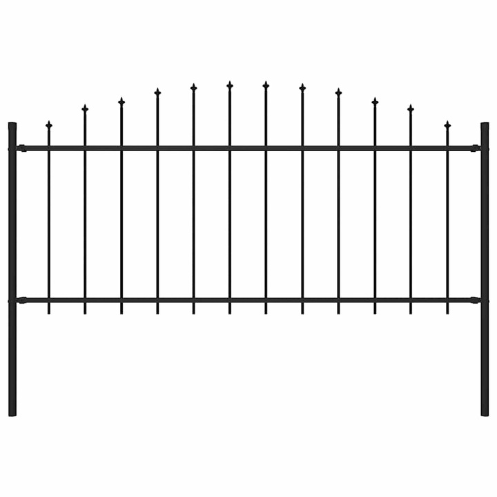 vidaXL fekete lándzsahegy tetejű acélkerítés (0,5-0,75) x 1,7 m