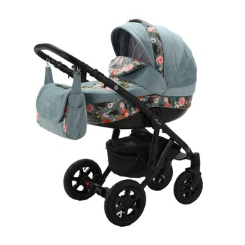 Carucior 3 in 1 Adamex Barletta FL4 Flowers Collection, Aquamarine Carucior 3 in 1 Adamex Barletta FL4 Flowers Collection, Aquamarine