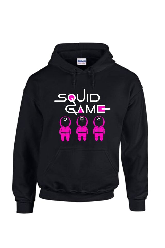 Hanorac barbati Squid Game, Gildan, Negru