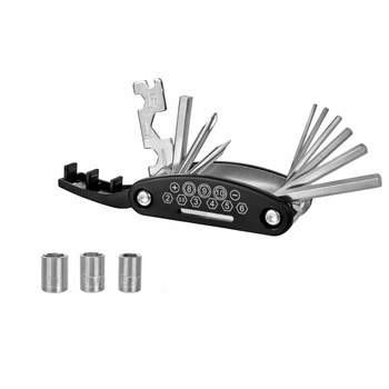Set unelte pentru bicicleta, Multifunctional, 11 accesorii, Otel carbon, Negru Set unelte pentru bicicleta, Multifunctional, 11 accesorii, Otel carbon, Negru