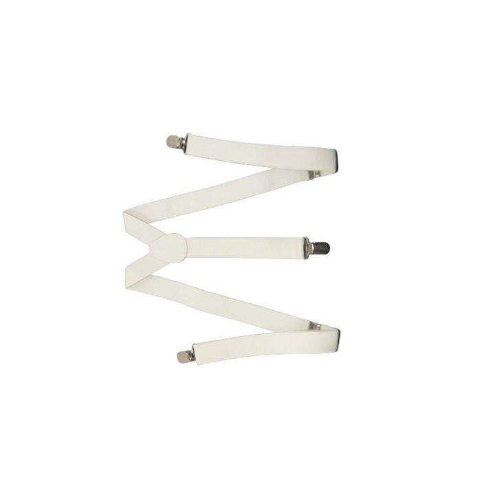 Bretele Albe, unisex, cu inchizatori metalice, 25 mm