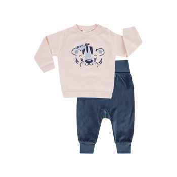 Compleu, bluza cu maneca lunga si pantaloni lungi, velour, fete, Roz/Gri, Roz/Gri Compleu, bluza cu maneca lunga si pantaloni lungi, velour, fete, Roz/Gri, Roz/Gri