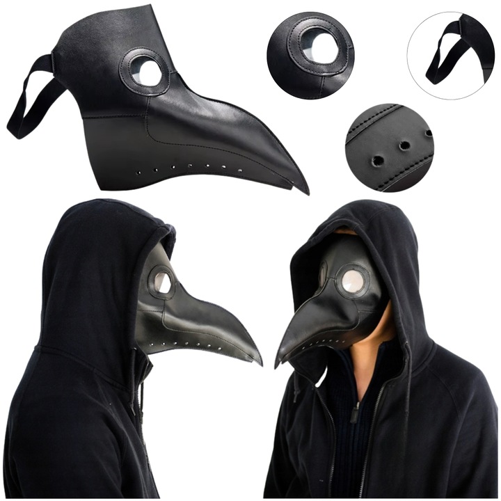 Masca, Gauri De Respiratie, Banda Elastica, Spuma Poliuretanica, Inaltime 25cm, Lungime 26cm, Neagra