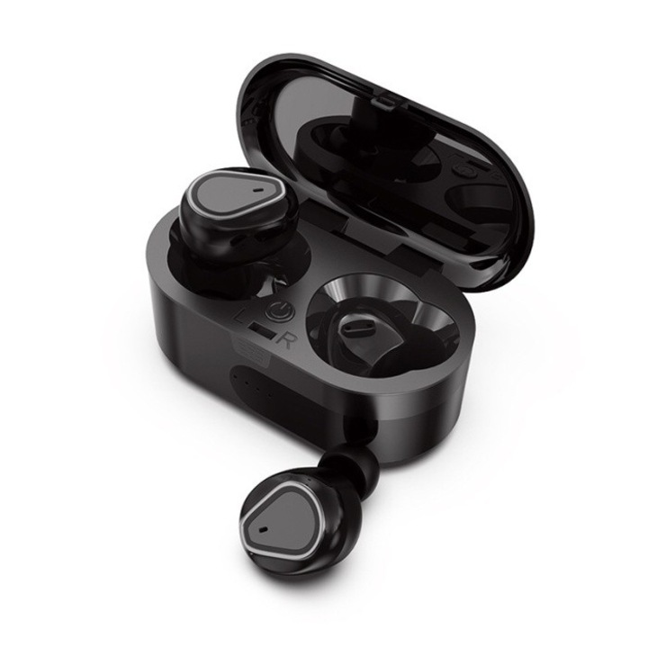 SIKS 207 vezeték nélküli fülhallgató, Bluetooth 5.0, Szuper basszussal és zajcsökkentéssel, Fekete