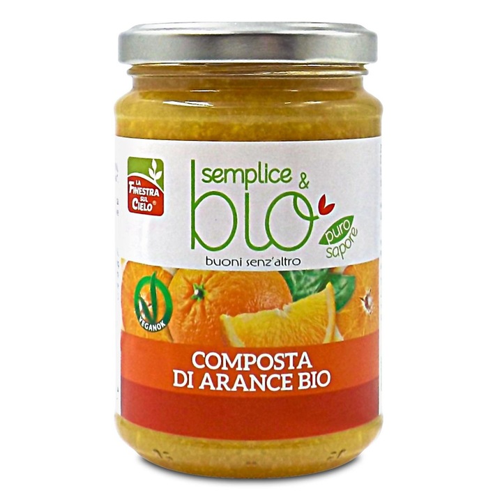 Gem bio de portocale (indulcit cu pulpa de mere), La Finestra Sul Cielo 320g