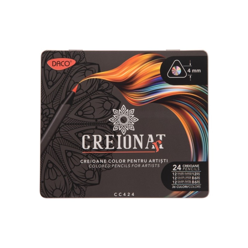 Set 24 Creioane color, Cutie metalica