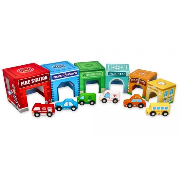 Kартонени кубчета Lelin Toys, За най-малките, Превозни средства