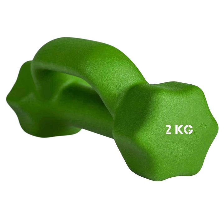 Set 2 greutati fitness, Zola® maner cu priza, 2x2 kg, atizgarieturi, verde