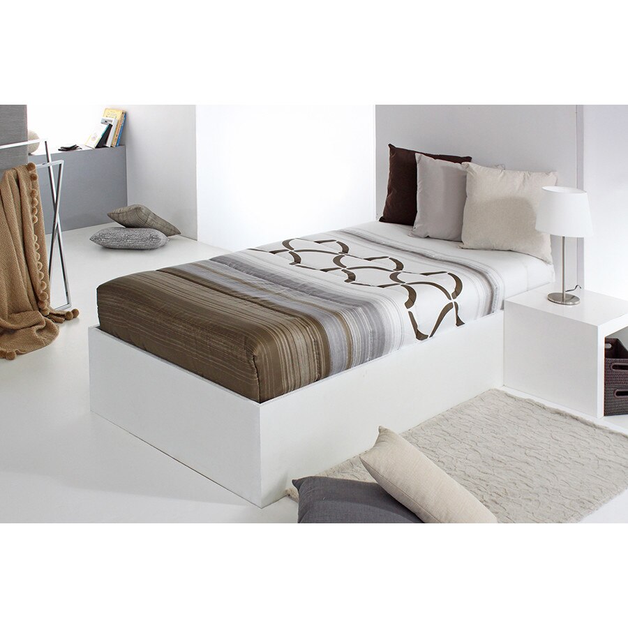 Set Cuvertura matlasata fixa Twist AG si 1 perna decorativa, Reig Marti, maron, pentru pat de 90 cm x 200 cm
