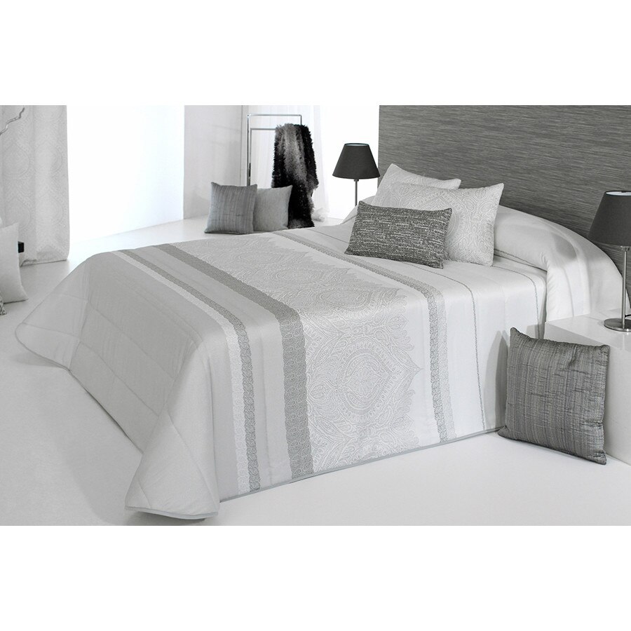 Set Cuvertura matlasata Amanda si 2 perne decorative, Reig Marti, gri, dimensiune 235 cm x 270 cm