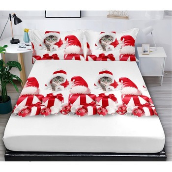 Set husa de pat cu elastic si 2 fete de perna, pentru pat dublu, 180 x 200 cm, Bumbac Finet, Cadouri Set husa de pat cu elastic si 2 fete de perna, pentru pat dublu, 180 x 200 cm, Bumbac Finet, Cadouri