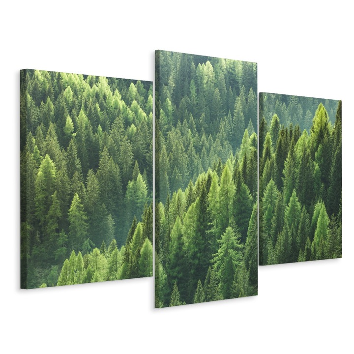 Картина 3 броя картини, ГОРА, Дървета, Природа 3D 180 см x 120 см платно, изглед, креативен декор, пейзаж, модерен дизайн