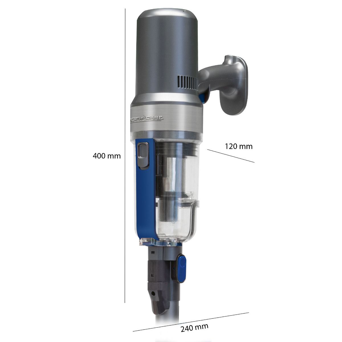 Aspirator vertical si de mana ProfiCare, PC-BS 3085, toate suprafetele, autonomie 40 minute, filtru HEPA, fara sac, accesorii incluse, antracit/albastru