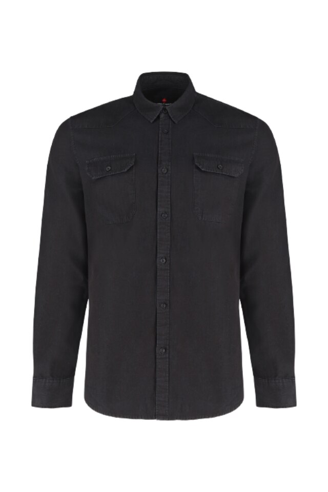 Camasa de bumbac pentru barbati, Volcano, Gri inchis, XL