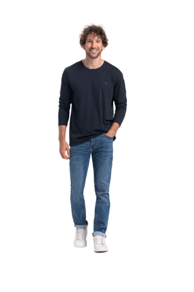 Bluza casual pentru barbati, Volcano, Bumbac, Albastru inchis, M