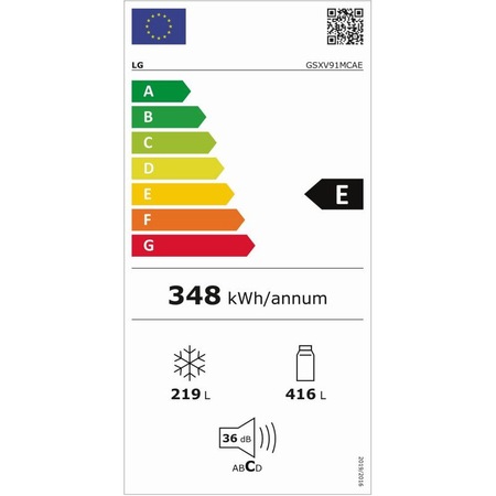 Frigider Side-by-Side LG GSXV91MCAE, clasa E, 635 litri, FreshZone, NoFrost, 179 cm inaltime, negru