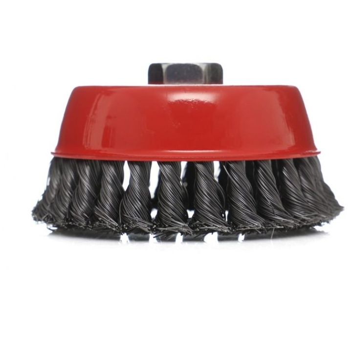 Perie pentru polizor unghiular, Kraft&Dele, M14, 100mm, cu sarma otelita si rasucita, KD10972