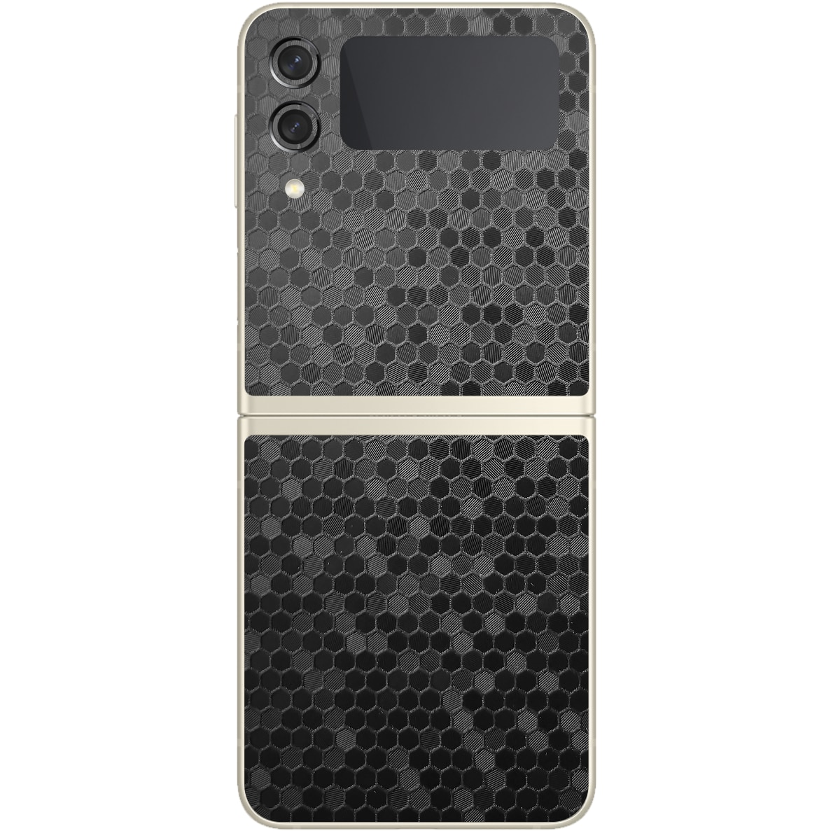 Folie Protectie Carbon Skinz pentru Samsung Galaxy Z Flip3 5G - Honeycomb Negru Black Simple Cut, Skin Adeziv Full Body Cover pentru Rama Ecran, Carcasa Spate