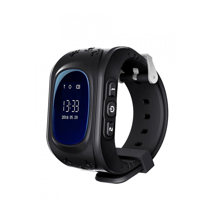 Ceas Smart Tracker pentru copii, Q50 cu functie telefon ,localizare GPS, pedometru,negru, 31x52x12.5 mm , Doty