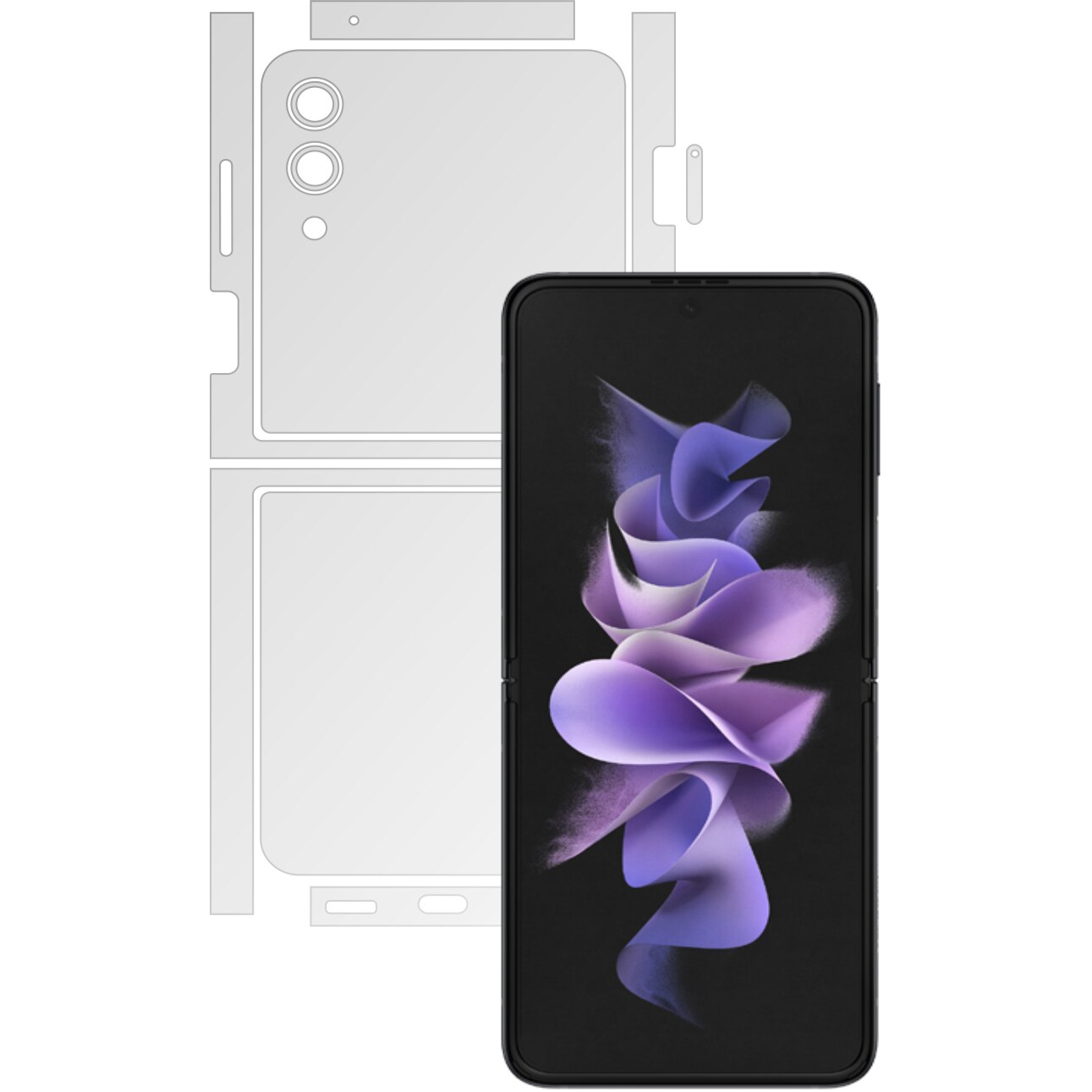 Folie Protectie Spate Invisible Skinz UHD AutoRegeneranta pentru Samsung Galaxy Z Flip3 5G - Siliconica Ultra-Clear cu taiere Split Cut pentru Carcasa Spate si Laterale, Skin Adeziv Transparent