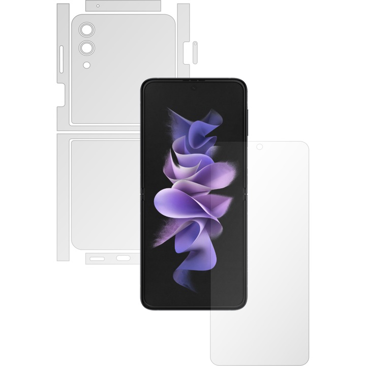 Full Body Invisible Skinz UHD önregeneráló fólia Samsung Galaxy Z Flip3 5G telefonhoz - Ultra-tiszta szilikon védelem osztott vágással a képernyőhöz, a hát- és oldalburkolatokhoz, átlátszó tapadó bőr