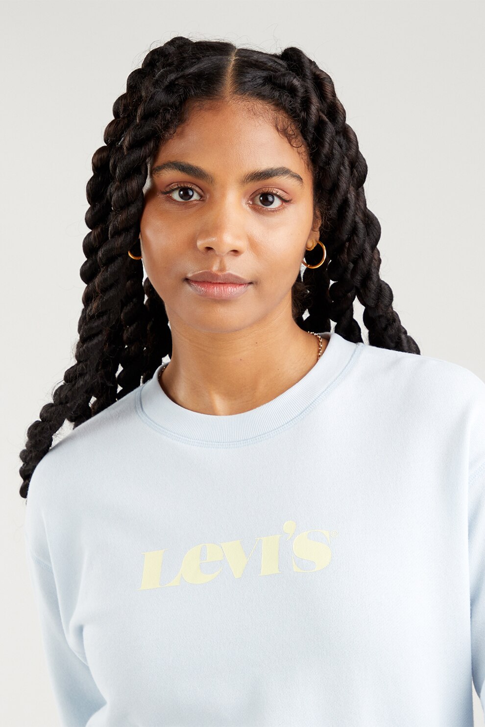 Levi's, Bluza sport relaxed fit cu decolteu la baza gatului, Albastru pastel/galben pal