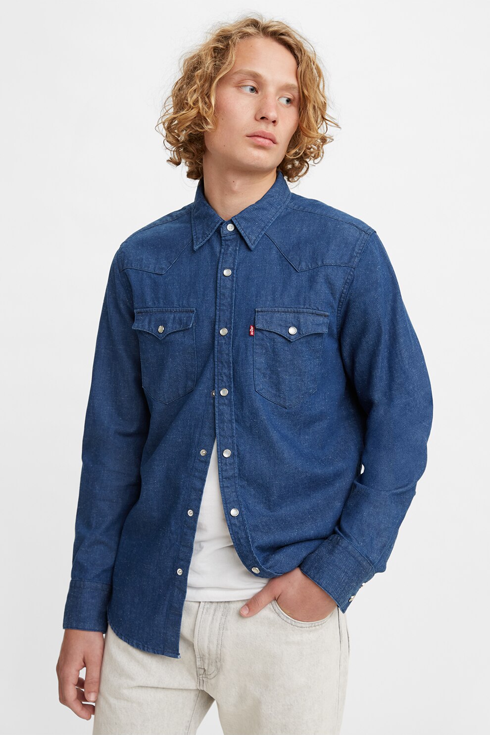Levi's, Camasa de denim cu buzunare pe piept Barstow, Albastru inchis