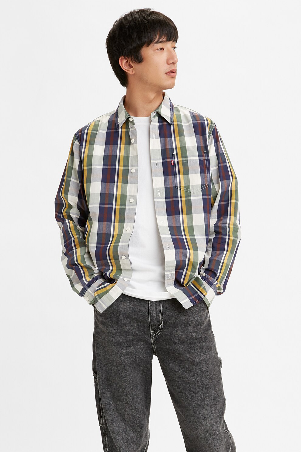 Levi's, Camasa cu model in carouri si buzunar pe piept, Multicolora