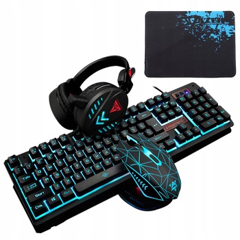 Set gaming, Tastatura, Mouse, Mouse pad, Casti, RGB, USB, Negru Set gaming, Tastatura, Mouse, Mouse pad, Casti, RGB, USB, Negru