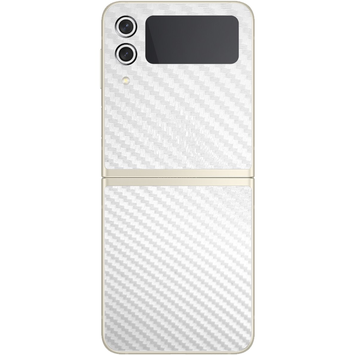 Folie Protectie Carbon Skinz pentru Samsung Galaxy Z Flip3 5G - Carbon Alb Simple Cut, Skin Adeziv Full Body Cover pentru Rama Ecran, Carcasa Spate