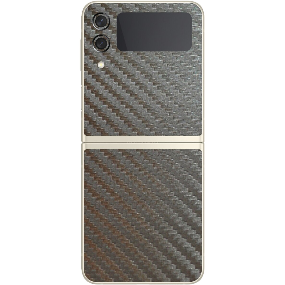 Folie Protectie Carbon Skinz pentru Samsung Galaxy Z Flip3 5G - Carbon Gri Argintiu Simple Cut, Skin Adeziv Full Body Cover pentru Rama Ecran, Carcasa Spate
