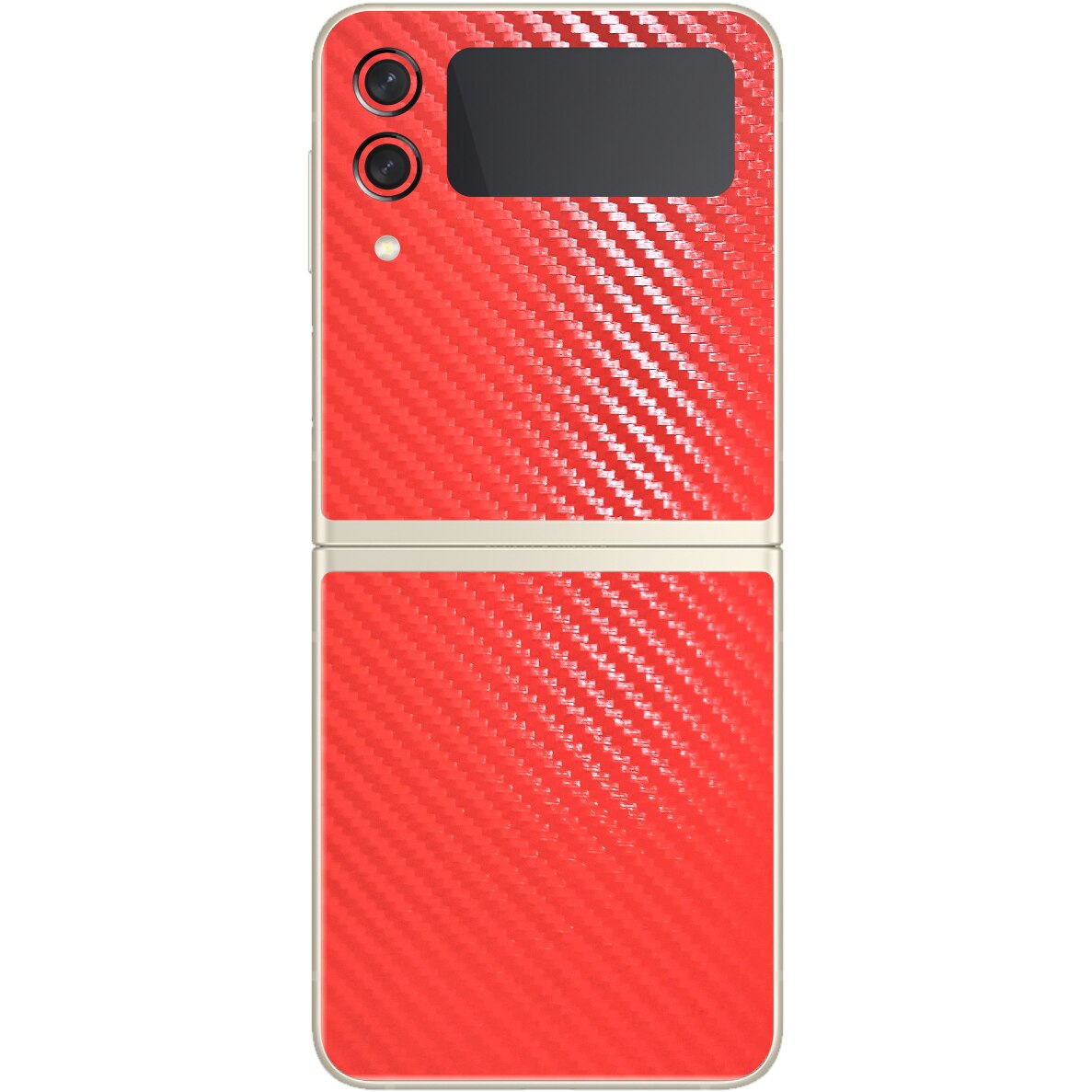 Folie Protectie Carbon Skinz pentru Samsung Galaxy Z Flip3 5G - Carbon Rosu Simple Cut, Skin Adeziv Full Body Cover pentru Rama Ecran, Carcasa Spate
