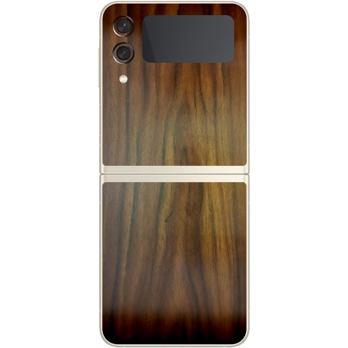 Folie Protectie Carbon Skinz pentru Samsung Galaxy Z Flip3 5G - Lemn Nuc Simple Cut, Skin Adeziv Full Body Cover pentru Rama Ecran, Carcasa Spate