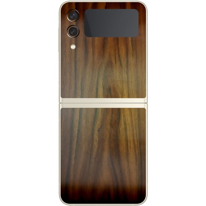 Защитно фолио Skinz Carbon за Samsung Galaxy Z Flip3 5G - просто изрязано орехово дърво, залепваща кожа на цялото тяло за рамка на екрана, заден калъф