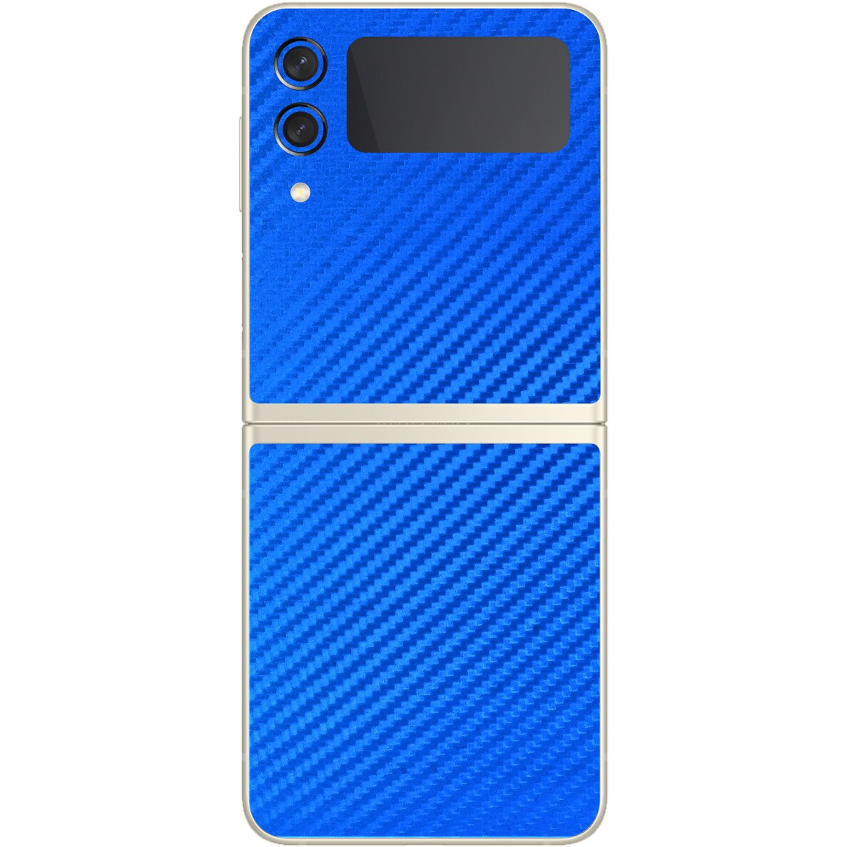 Folie Protectie Carbon Skinz pentru Samsung Galaxy Z Flip3 5G - Carbon Albastru Simple Cut, Skin Adeziv Full Body Cover pentru Rama Ecran, Carcasa Spate