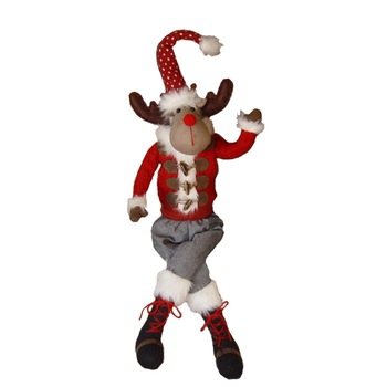 Figurina Ren pentru decor Craciun, Textil, rosu, gri, 55 cm DSI 14203 Figurina Ren pentru decor Craciun, Textil, rosu, gri, 55 cm DSI 14203