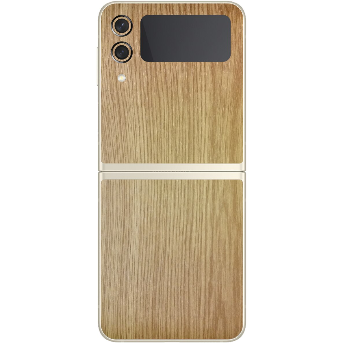 Folie Protectie Carbon Skinz pentru Samsung Galaxy Z Flip3 5G - Lemn Stejar Simple Cut, Skin Adeziv Full Body Cover pentru Rama Ecran, Carcasa Spate