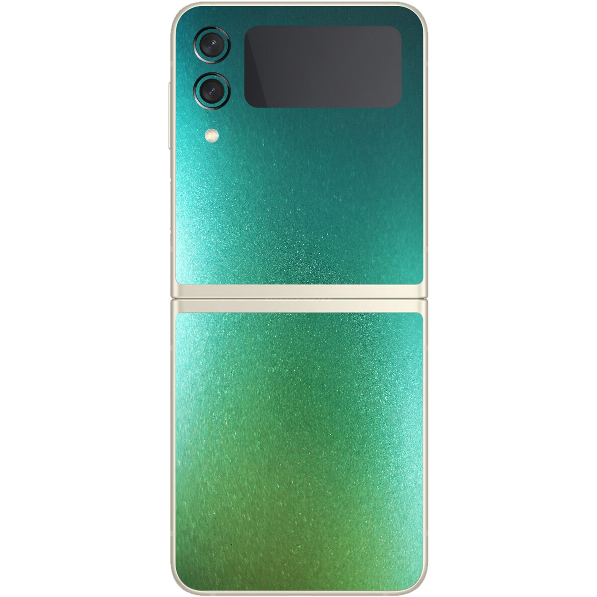 Folie Protectie Carbon Skinz pentru Samsung Galaxy Z Flip3 5G - Color Shift Aquamarine Simple Cut, Skin Adeziv Full Body Cover pentru Rama Ecran, Carcasa Spate