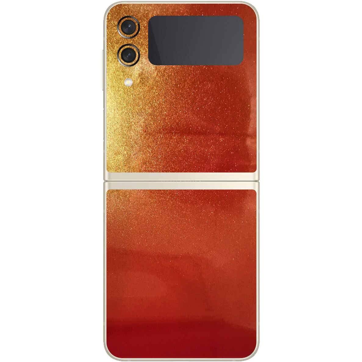 Folie Protectie Carbon Skinz pentru Samsung Galaxy Z Flip3 5G - Color Shift Sunset Simple Cut, Skin Adeziv Full Body Cover pentru Rama Ecran, Carcasa Spate