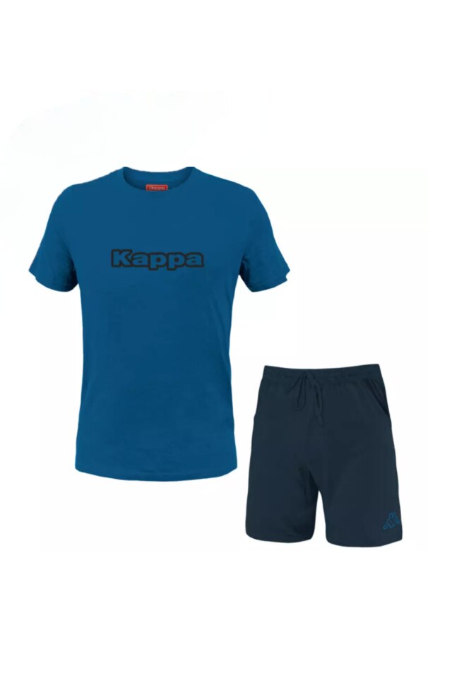 Pijama Barbati Kappa din bumbac cu maneca scurta, Albastru