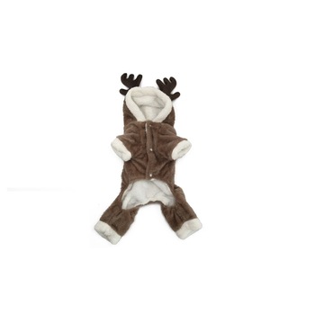 Bluza cu urechi de ren pentru animale de companie, material pufos, cocolino, gluga, S - 20 CM Bluza cu urechi de ren pentru animale de companie, material pufos, cocolino, gluga, S - 20 CM