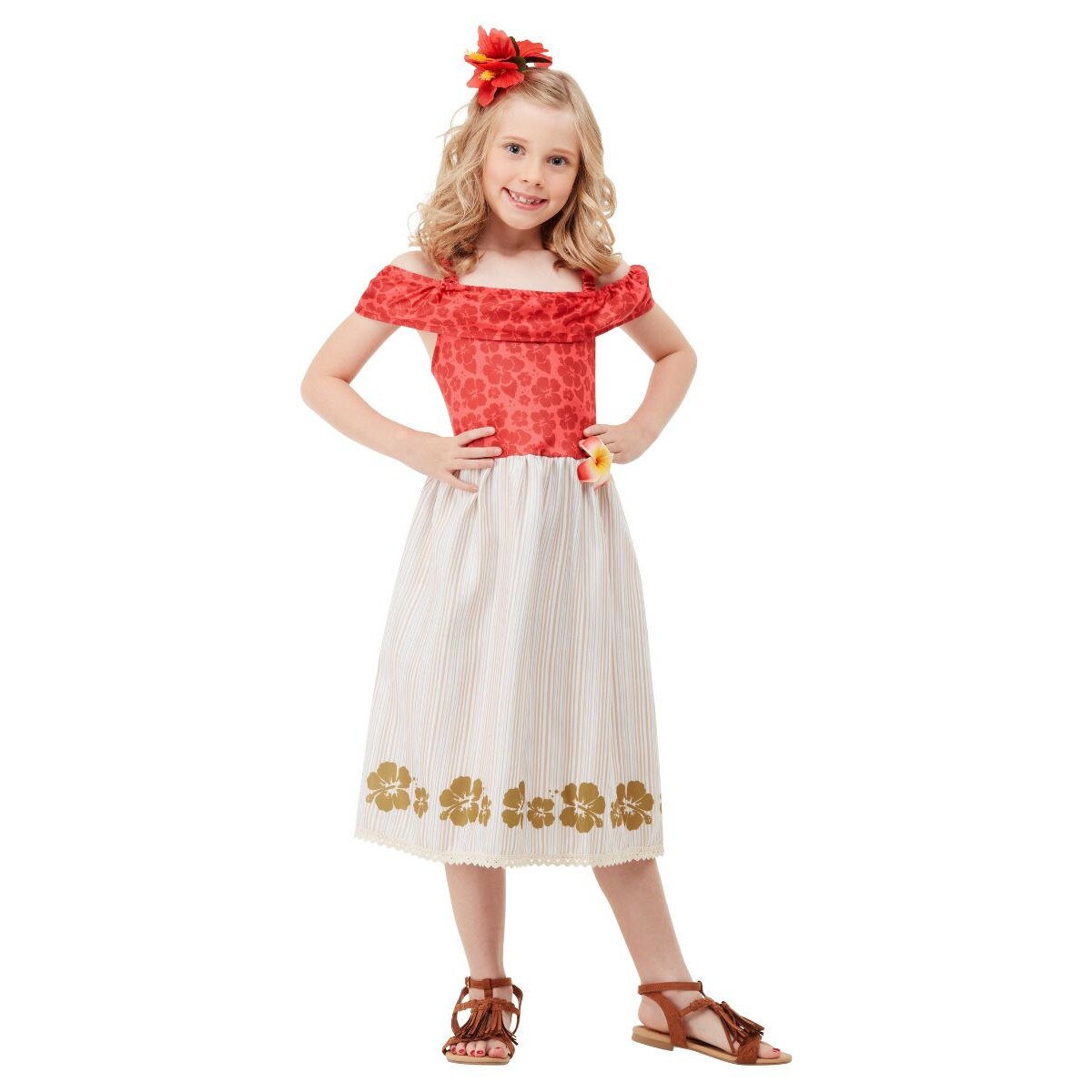 Costum carnaval hawaian rosu fete 160cm(11-13ani)