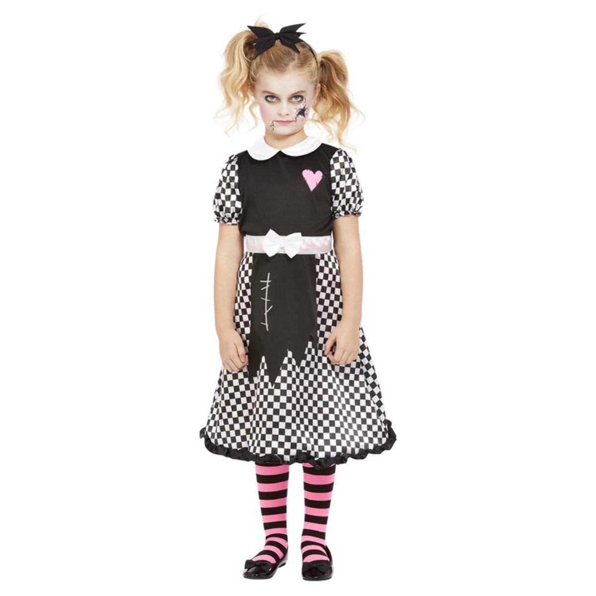 Costum alb si negru halloween papusa fete 115cm(4-5ani)